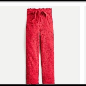 J.Crew Tapered Paper Bag Pant. Red Lace